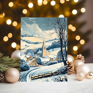 SNOWY VILLAGE: Cartões de felicitações com cenas idílicas e nostálgicas de uma vila de Natal.