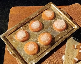 Miniature Sugar Cookies on Aged Baking Sheet – Christmas Dollhouse Bakery Scene