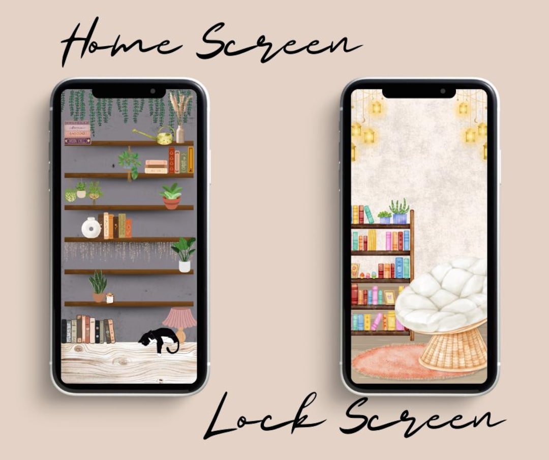 Ios 18 Bookshelf Wallpaper | Aesthetic Digital Download | Customizable ...