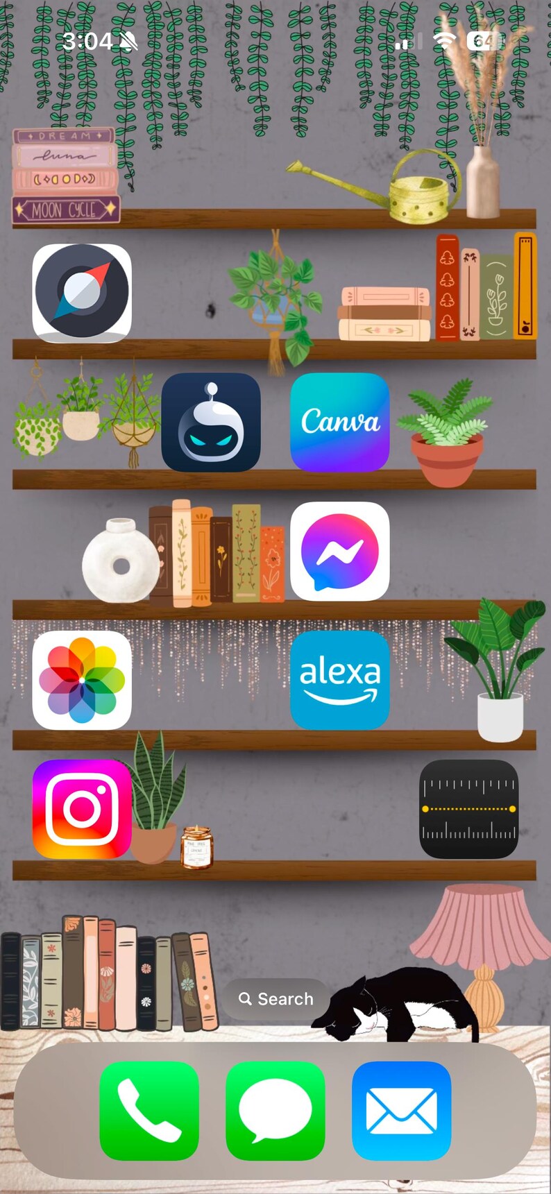 Ios 18 Bookshelf Wallpaper Aesthetic Digital Download Customizable ...