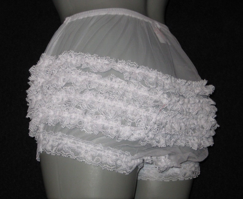 Retro white sheer ruffle Chiffon Panties waist to 40 inches | Etsy