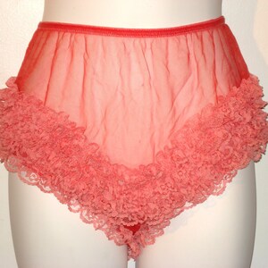 Calcinha de chiffon transparente vermelha retrô cintura até 33 polegadas 1medium