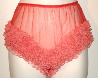 Retro red Sheer Chiffon Panties waist to 33 inches 1medium