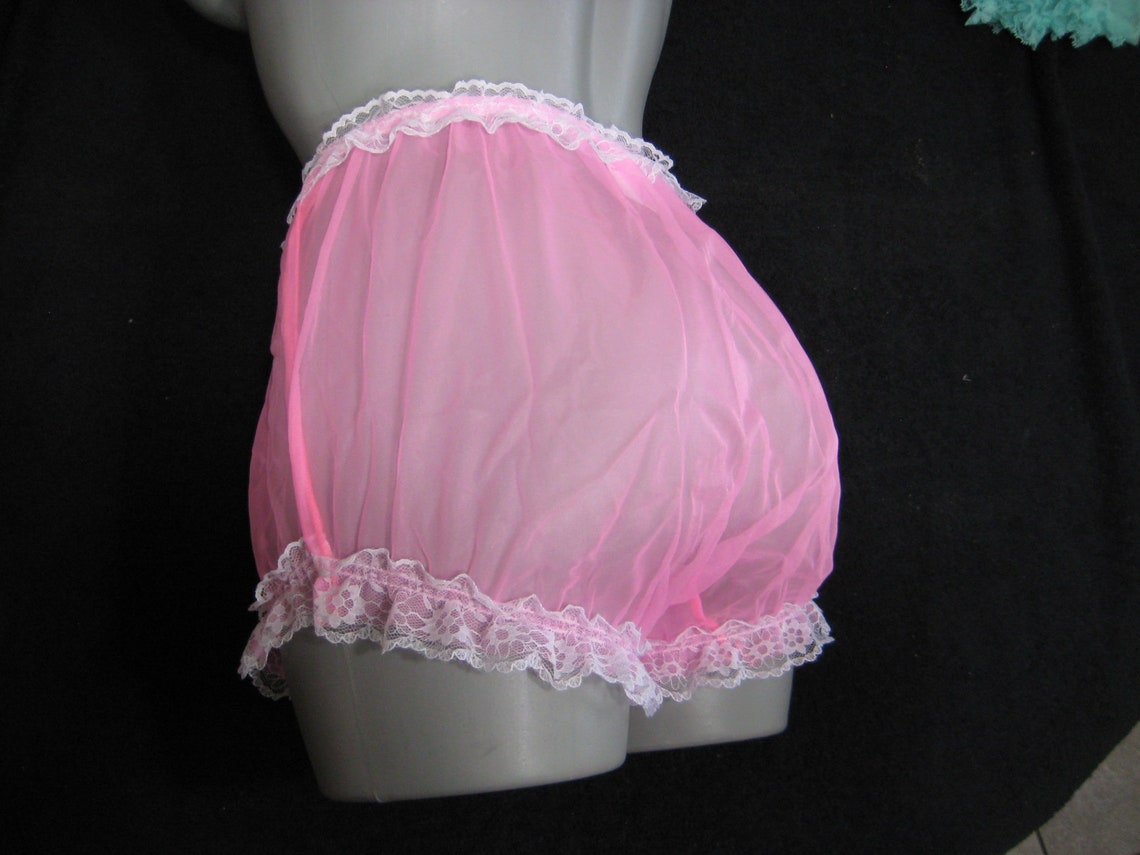Retro Hot Pink Sheer Ruffle Chiffon Panties Waist to 40 Inches Etsy