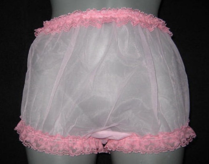 Retro Baby Pink SHeer Chiffon Panties waist to 35 inches image 2