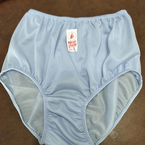 vintage style all nylon blue panties size xlg waist - 42 inches