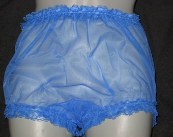 Retro blue Sheer Chiffon Panties waist to 34 inches medium
