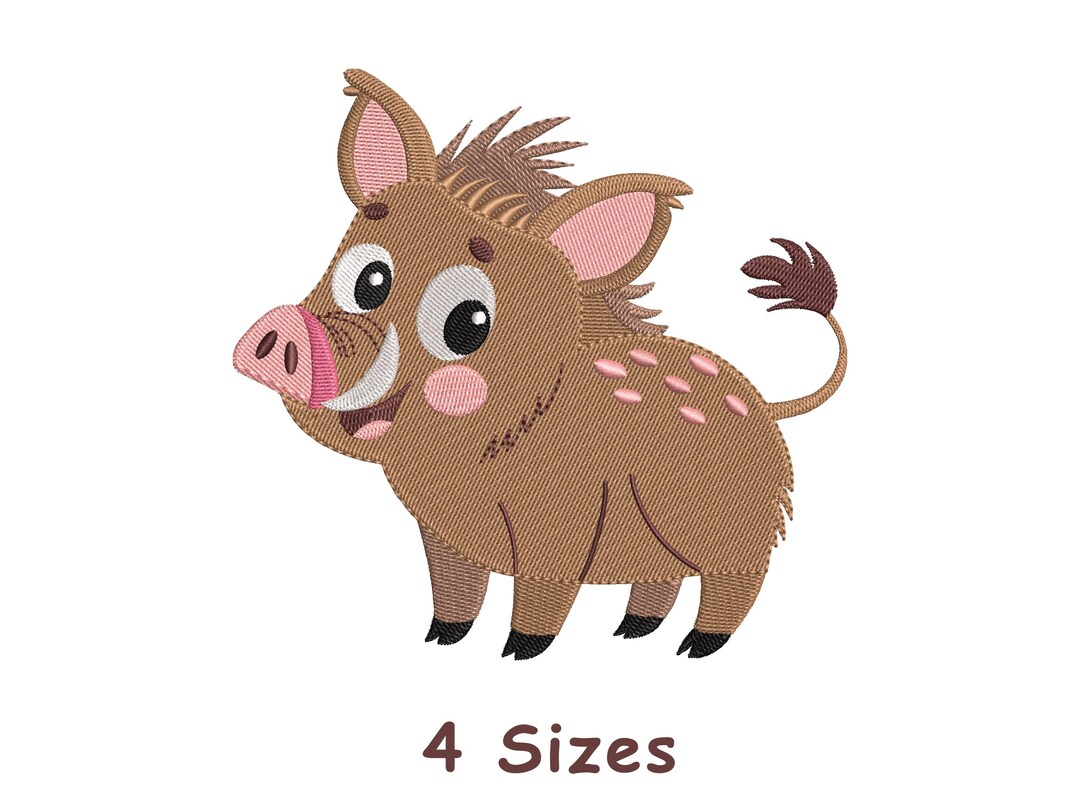Hog Design Hog Embroidery Design 4 Sizes, Cute Wild Boar Machine Embroidery File ...