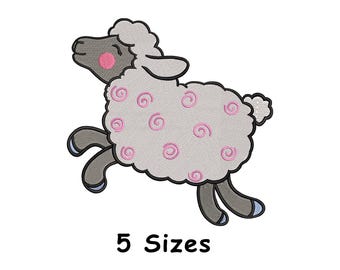 Diseño de bordado de cordero (5 tamaños), archivo de bordado a máquina de oveja adorable, diseño de bordado de animales de granja, punto para bebé y guardería - Descarga instantánea