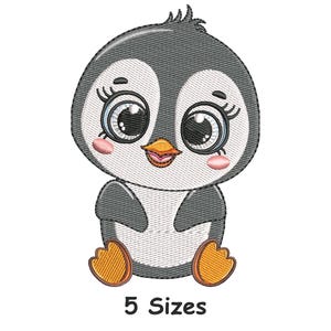 Cute Baby Penguin Embroidery Design 5 Sizes, Cute Baby Penguin Machine Embroidery File, Kids Winter Embroidery - Instant Download