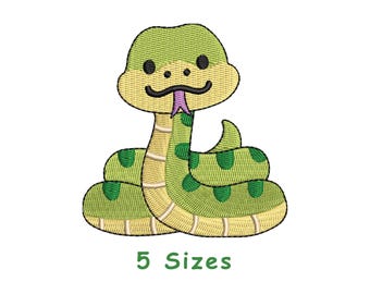 Lindo diseño de bordado de serpiente bebé / Archivo de bordado a máquina de víbora / Patrón de bordado a máquina de serpiente Archivo de serpiente floral Archivo Pes Dst