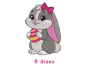 Easter Bunny Embroidery Design, 5 sizes, Instant Download