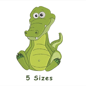 Baby Crocodile Embroidery Design 5 Sizes – Cute Jungle Animal, Baby Alligator, Safari Embroidery for Nursery, Reptile Machine Embroidery
