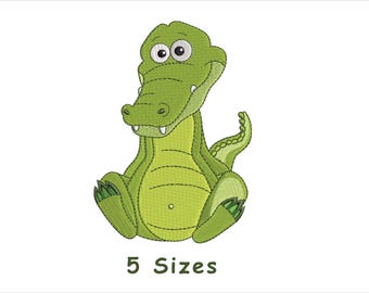 Baby Crocodile Embroidery Design 5 Sizes – Cute Jungle Animal, Baby Alligator, Safari Embroidery for Nursery, Reptile Machine Embroidery