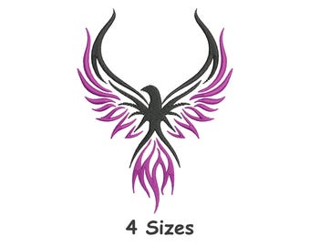 Phoenix Embroidery Design 4 Sizes, Mythical Bird Machine Embroidery File, Fire Phoenix Embroidery Design - Instant Download