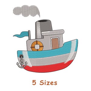 Desenho de bordado de barco de marinheiro: arquivo para bordado à máquina náutica (5 tamanhos)