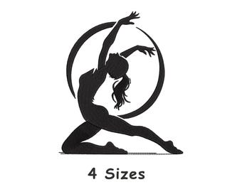 Gymnastics Embroidery Design 4 Sizes, Gymnast Machine Embroidery File, Acrobat Silhouette, Dance Embroidery - instant Download