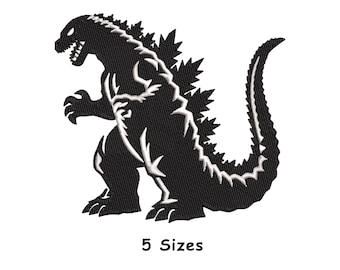 Godzilla Embroidery Design: Monster Silhouette (Instant Download, 5 Sizes)