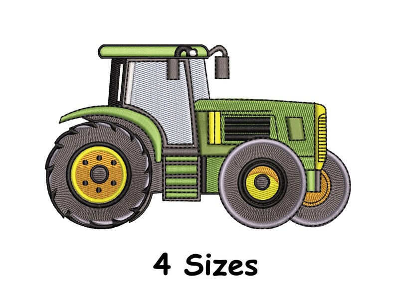 Farm Tractor Embroidery Design 4 Sizes - Detailed Agricultural Vehicle ...