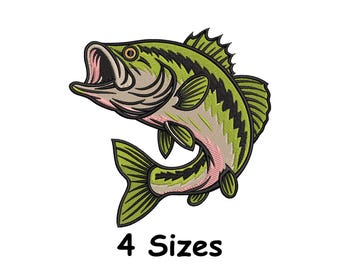 Bass Fish Embroidery Design: Angler Wildlife Art (Instant Download)