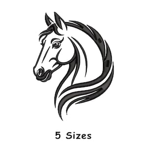 Horse Head Embroidery Design 5 Sizes, Elegant Equestrian Machine Embroidery File, Minimalist Horse Line Embroidery, Wild Animal Embroidery