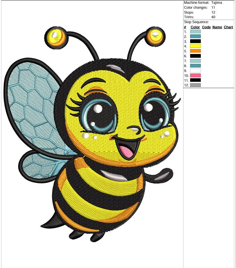 Bee Embroidery Design 5 Sizes, Honey Bee Machine Embroidery Design ...