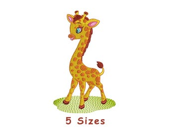 Cute Baby Giraffe Machine embroidery Design 5 Sizes - Instant Download