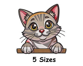Cute Peeking Cat Embroidery Design 5 Sizes, Kitten Face Machine Embroidery File, Pet Lover Embroidery - Instant Download