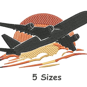 Plane Embroidery Design 5 Sizes, Airplane Machine Embroidery File, Pilot Embroidery File,  Aviation Embroidery - Instant Download