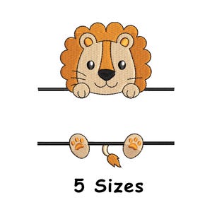 Split Baby Lion Embroidery Design, Jungle Animal Machine Embroidery Pattern 5 Sizes, Safari embroidery - instant Download