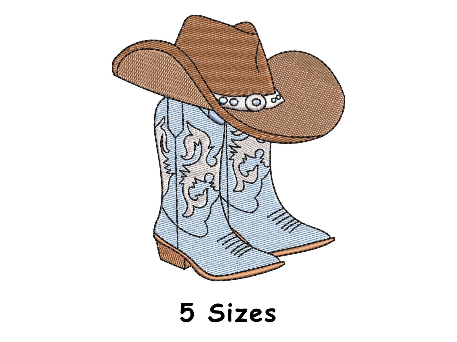 Cowgirl Boots Embroidery Design 5 Sizes, Western Boots With Cowboy Hat ...