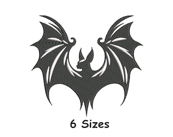 Spooky Bat Wings Embroidery Design 6 Sizes, Halloween Bat Machine Embroidery File, Gothic Animal Embroidery - Instant Download