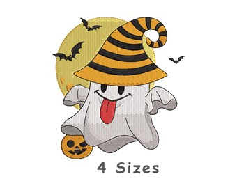 Cute Spooky Ghost Embroidery Design 4 Sizes, Spooky Season, Creepy Spooky Boo Embroidery, Halloween Digital Embroidery File Pes, dst, Jef