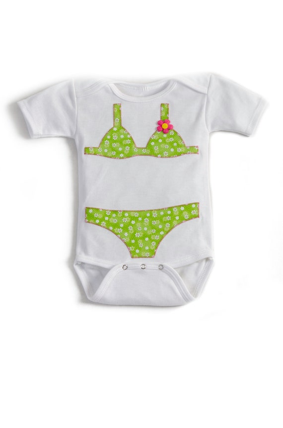 Items similar to Green Daisy Bikini Onesie BABYKINI on Etsy