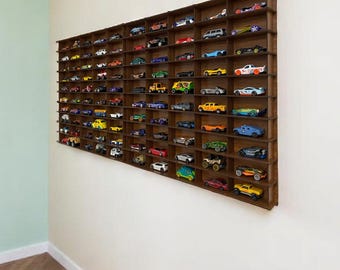Matchbox Car Storage For 100 Cars,Display Case Organizer for Car, Wall Mounted Car Rack/Shelf, Matchbox Car Holder,Old Black Toy Car Storage