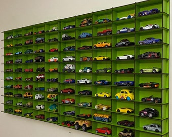 Green Toy Car Storage For 100 Cars, Wall Mounted Car Rack/Shelf, Matchbox Car Storage, Matchbox Car Holder, Display Case Organizer for Car