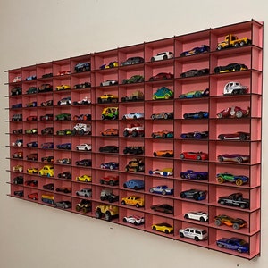 Pink Toy Car Storage For 100 Cars, Wall Mounted Car Rack/Shelf, Matchbox Car Storage,Matchbox Car Holder,Display Case Organizer for Car
