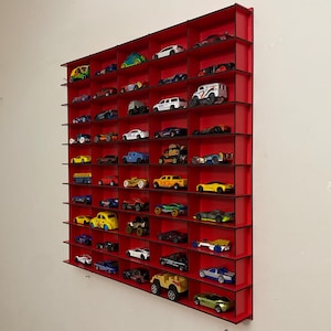 Red Toy Car Storage for 50 Cars, Wall Mounted Car Rack/shelf, Matchbox ...