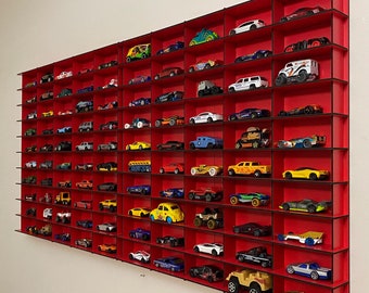 Red Toy Car Storage For 100 Cars, Wall Mounted Car Rack/Shelf, Matchbox Car Storage, Matchbox Car Holder, Display Case Organizer for Car