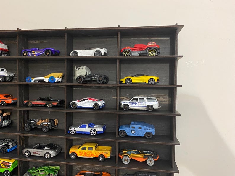 Black Toy Car Storage for 50 Cars, Wall Mounted Car Rack/shelf ...