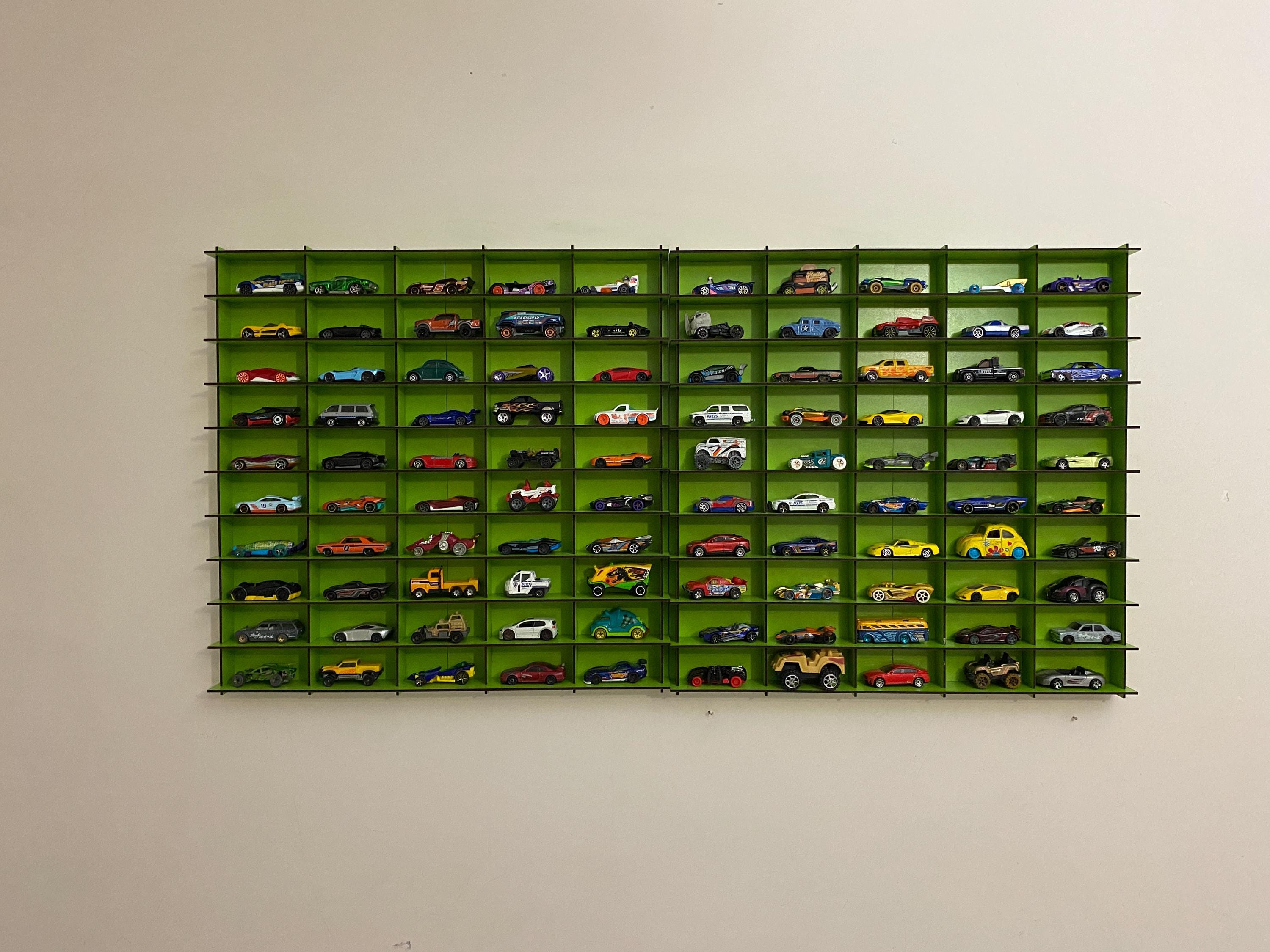Green Toy Car Storage for 100 Cars, Wall Mounted Car Rack/shelf ...