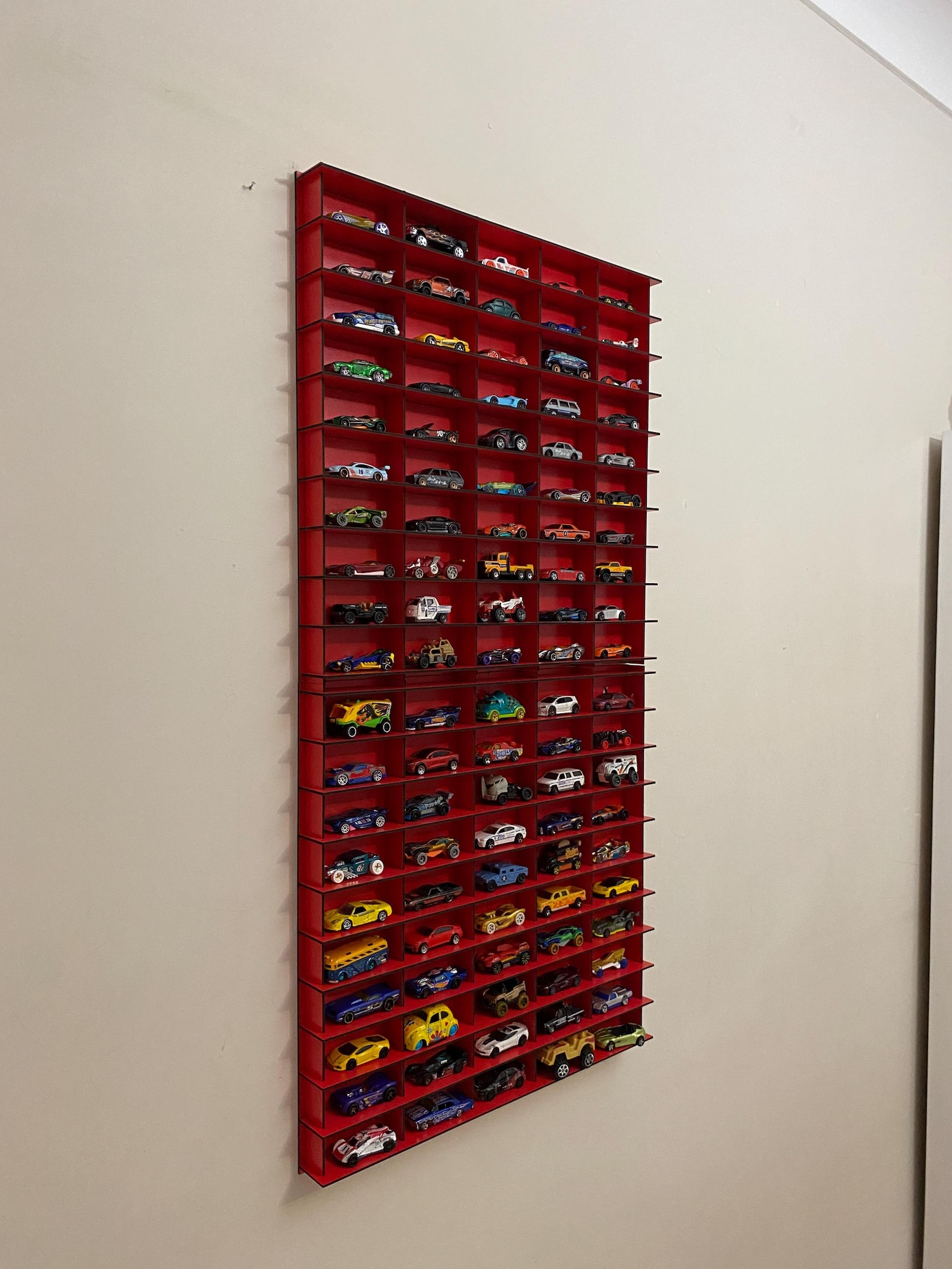 Repunlic Car Rack Red Toy Car Storage for 100 Cars, Wall Mounted Car Rack/shelf, Matchbox ...