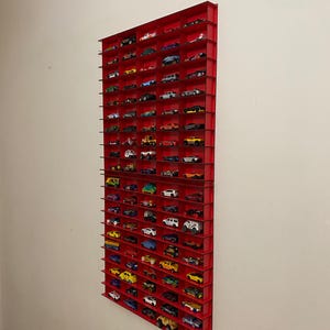Red Toy Car Storage for 50 Cars, Wall Mounted Car Rack/shelf, Matchbox ...