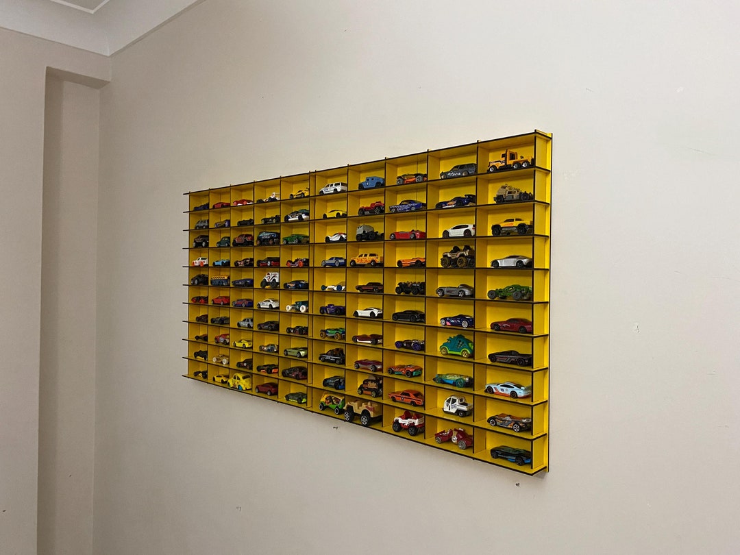 Yellow Toy Car Storage for 100 Cars, Wall Mounted Car Rack/shelf ...
