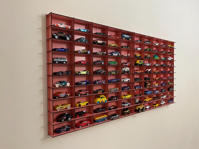 Pink Toy Car Storage for 100 Cars, Wall Mounted Car Rack/shelf ...