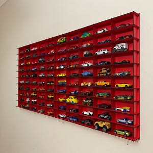 Red Toy Car Storage for 50 Cars, Wall Mounted Car Rack/shelf, Matchbox ...