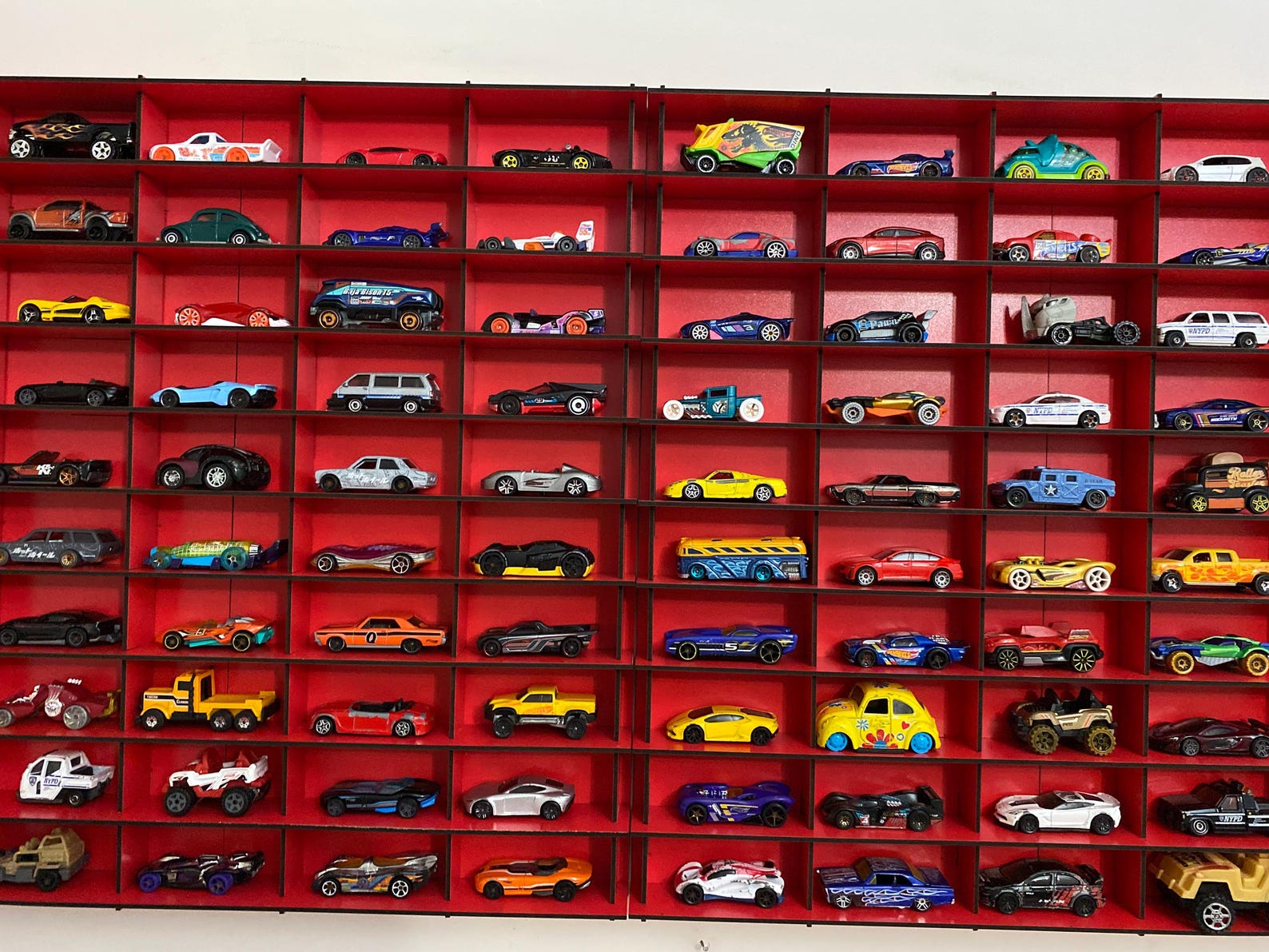 Red Toy Car Storage for 100 Cars, Wall Mounted Car Rack/shelf, Matchbox ...