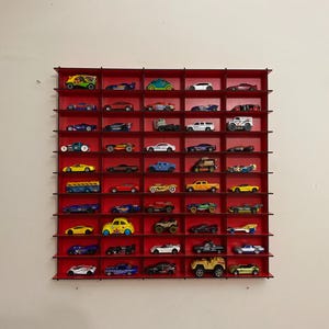 Red Toy Car Storage for 50 Cars, Wall Mounted Car Rack/shelf, Matchbox ...
