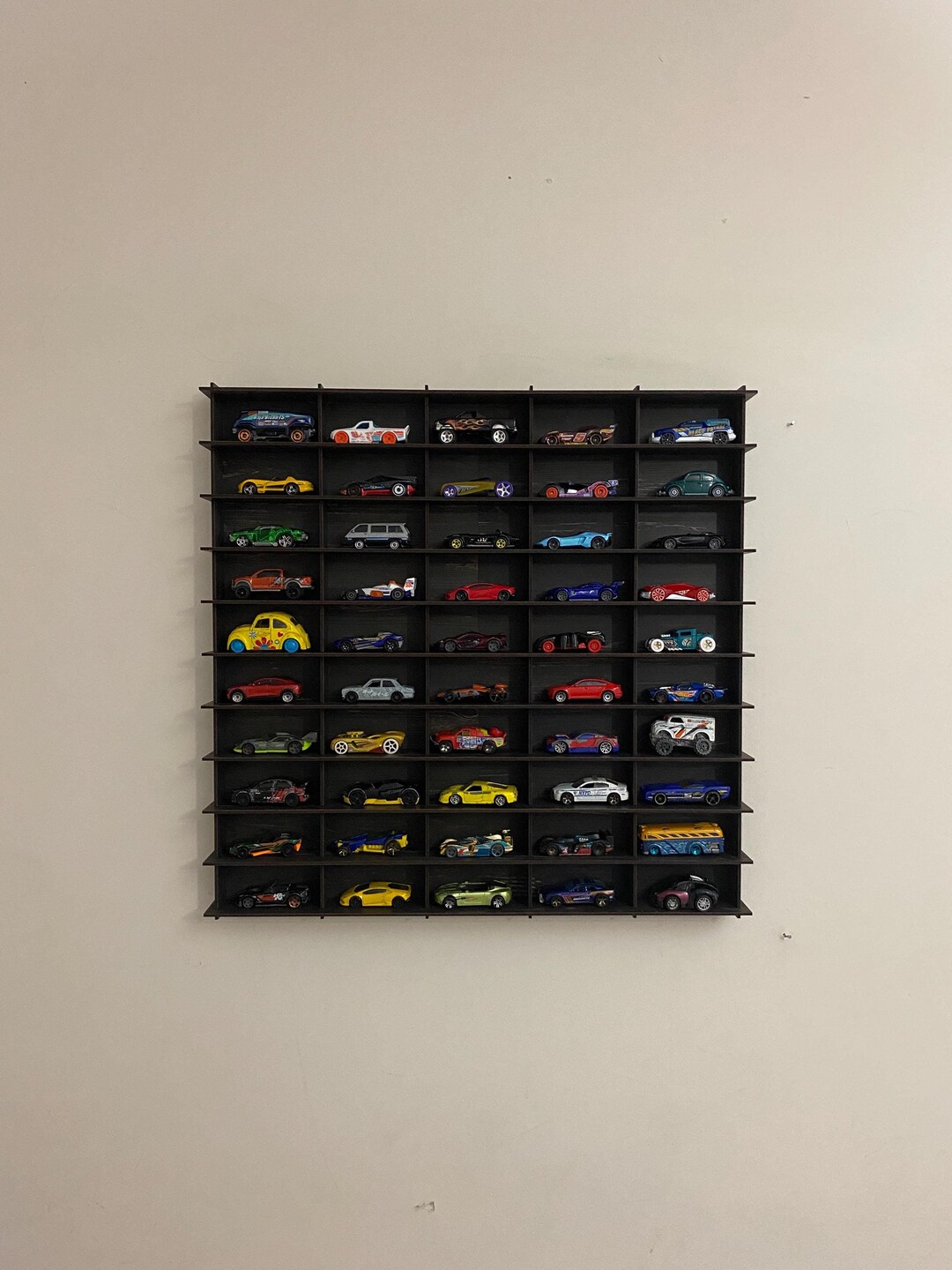 Black Toy Car Storage for 50 Cars, Wall Mounted Car Rack/shelf ...