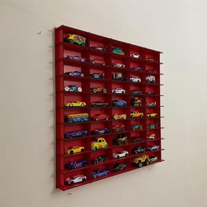 Red Toy Car Storage for 50 Cars, Wall Mounted Car Rack/shelf, Matchbox ...